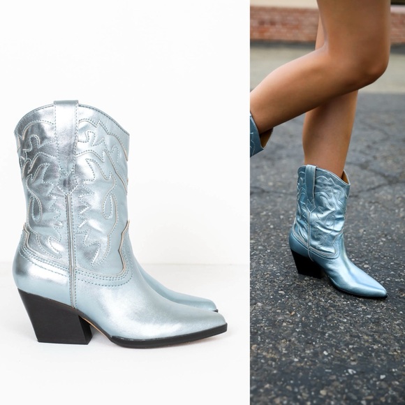 Dolce Vita Shoes - Dolce Vita Landen Cowboy Boot in Electric Blue Leather